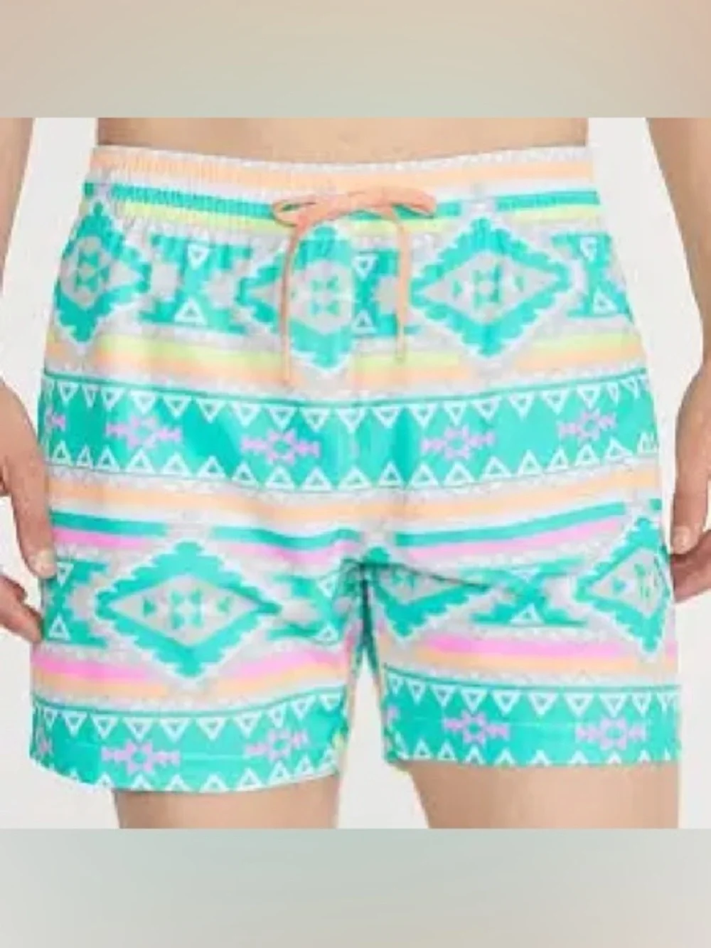 chubbies The En Fuegos Teal Geometric Classic Swim Trunk Small
